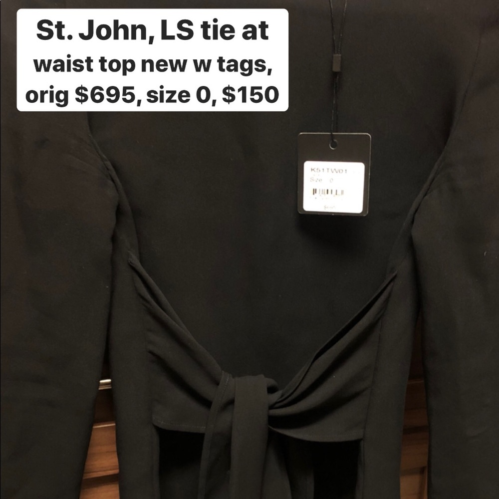 St. John black tie front women's top